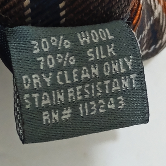 The Tie Bar Silk Wool Diagonal Brown Orange Blue Plaid Men's Skinny Necktie - Picture 9 of 12